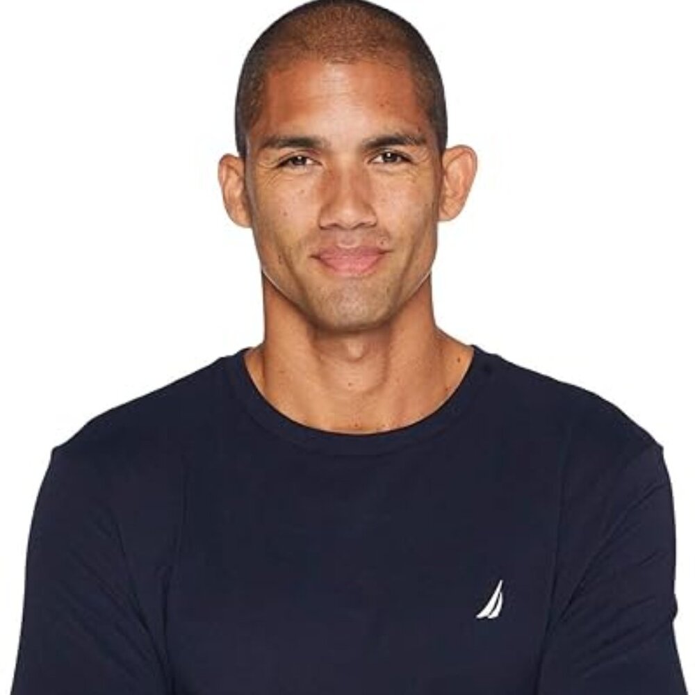 Nautica Men's Long Sleeve Crew Neck T-Shirt Shirt, Navy, M